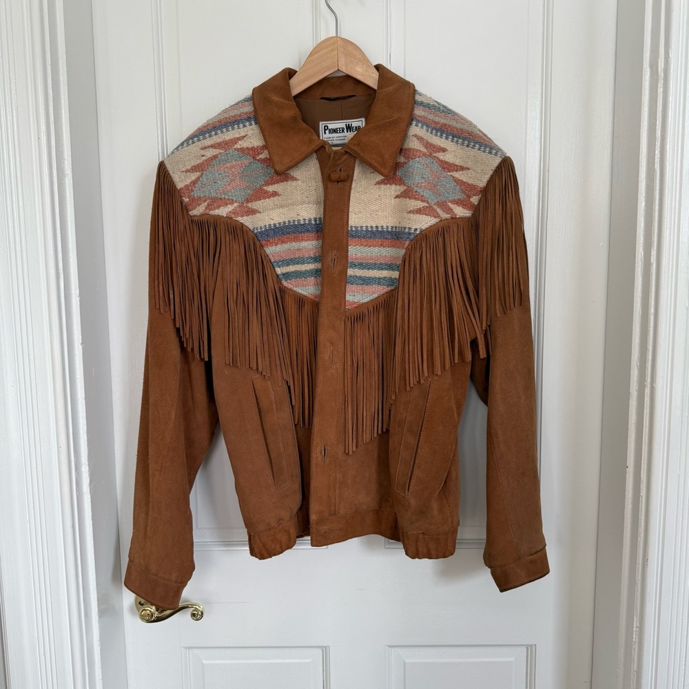 Gorgeous Vintage Fringe Jacket with Patterned Yoke